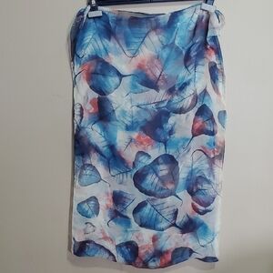 Blue and Pink Leaf Scarf